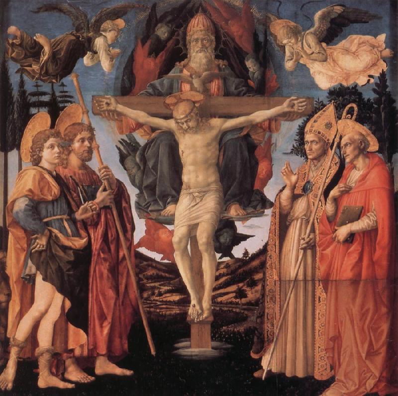 Fra Filippo Lippi The Trinity with Sts Mamas,James the Great,Zeno and Jerome, Germany oil painting art